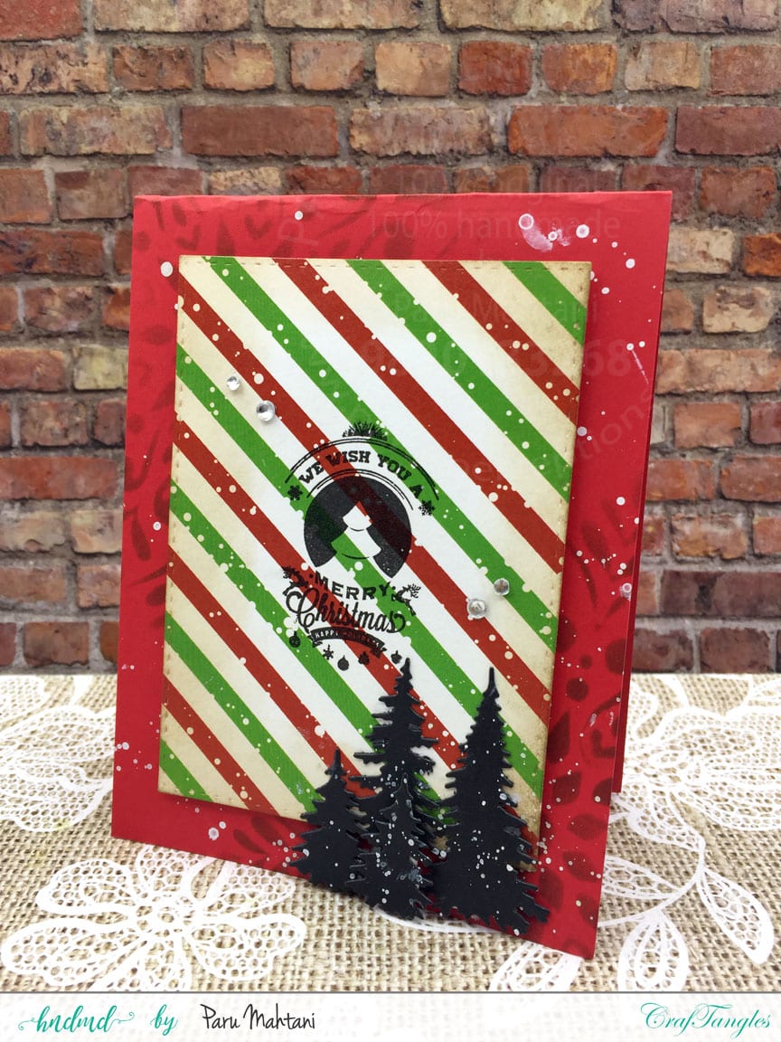 Christmas cards using patterned paper and Christmas elements pack. 10