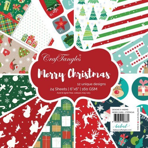 CrafTangles Scrapbook Paper Pack - Merry Christmas (6"x6")