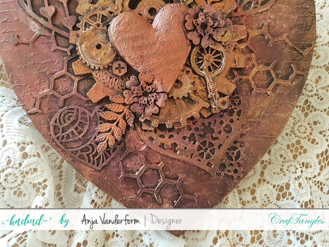 Mixed Media Heart, coloured with beautiful Craftangle waxes. 2