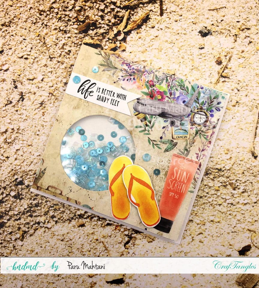 Shaker cards using patterned paper and printed elements. 2