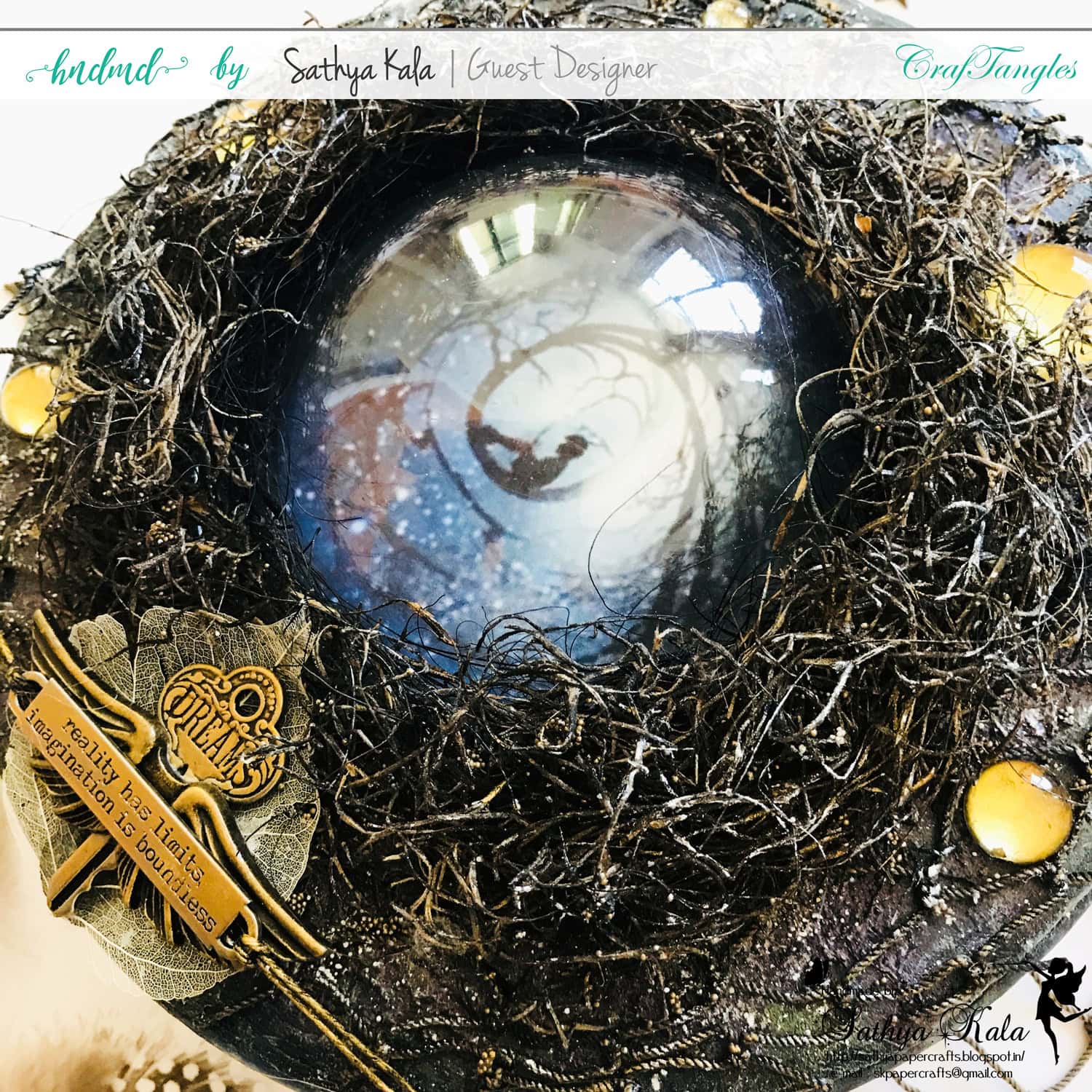 Mixed media atlered art by SathyaKala using CrafTangles products 3