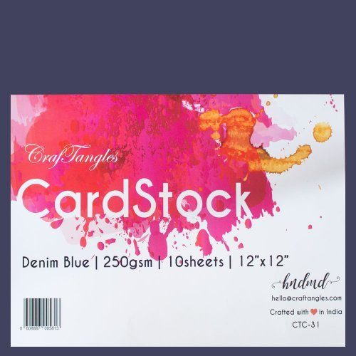 CrafTangles cardstock 12" by 12" (250 gsm) (Set of 10 sheets) - Denim Blue
