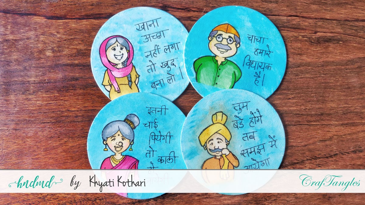 DIY Handpainted Coasters and CrafTangles liquid watercolors demo 2