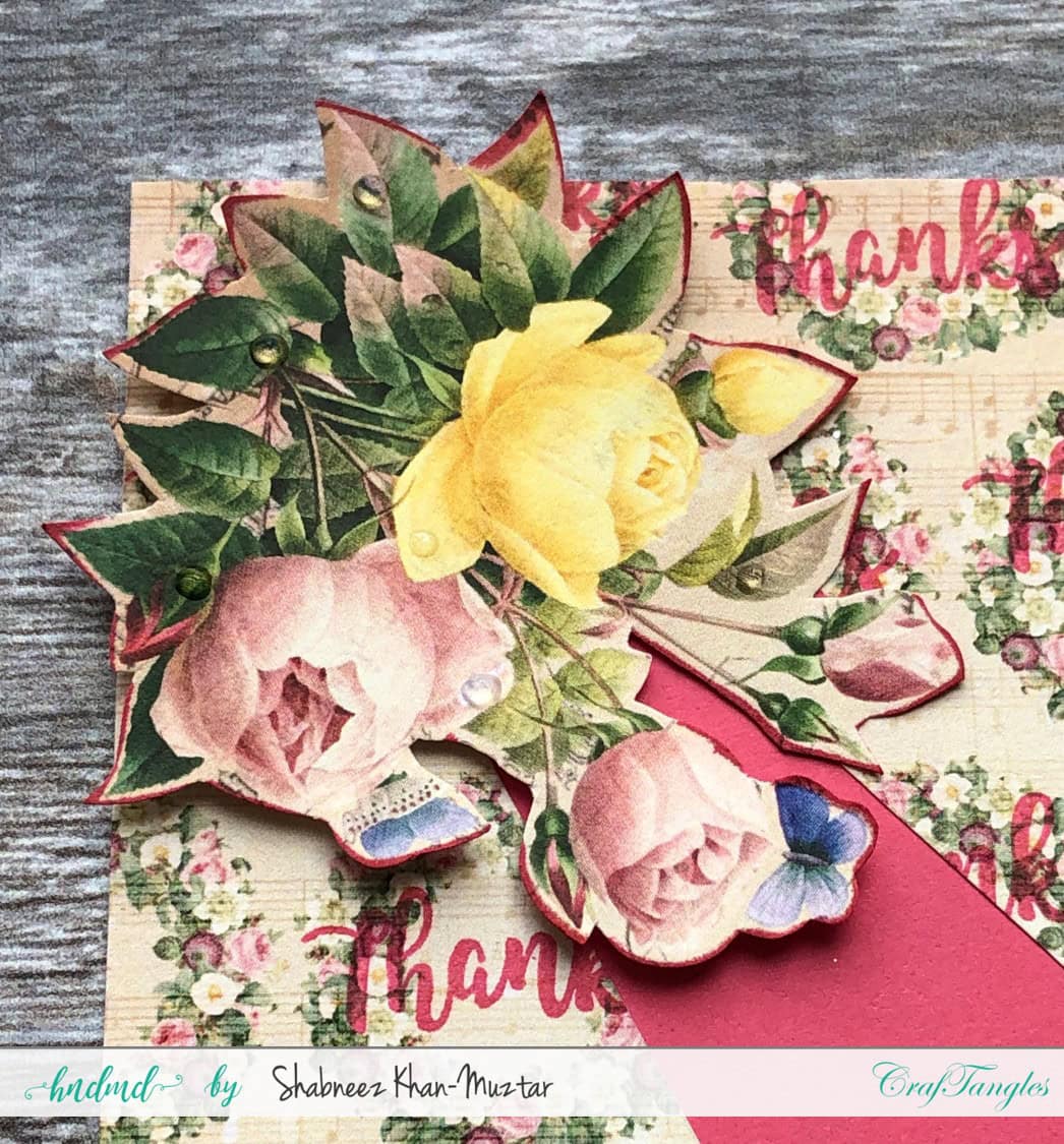 Split Cards Using CrafTangles Vintage Rosette Paper Pad by Shabneez 5