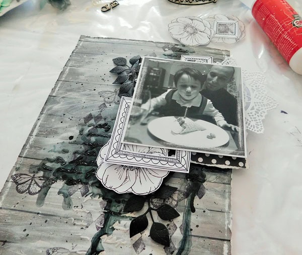 Mixed media canvas black and white by Lisa 5