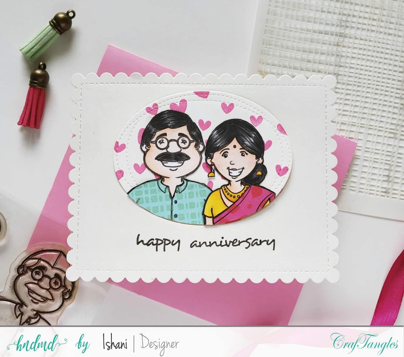 Craftangles people of India stamp set, People of India, craftangles world's best, from all of us stamp set, Masking, Zig Clean Color Brush Markers, Copic markers, distress oxides, ink blending, Paper Piecing Technique,  Quillish