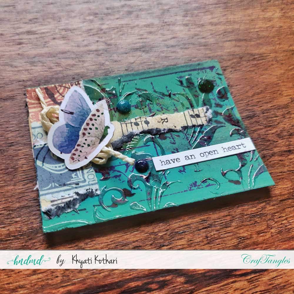 Some mixed media mini ATCs using CrafTangles products 4