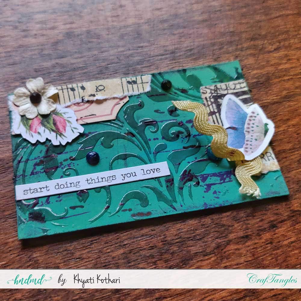 Some mixed media mini ATCs using CrafTangles products 7
