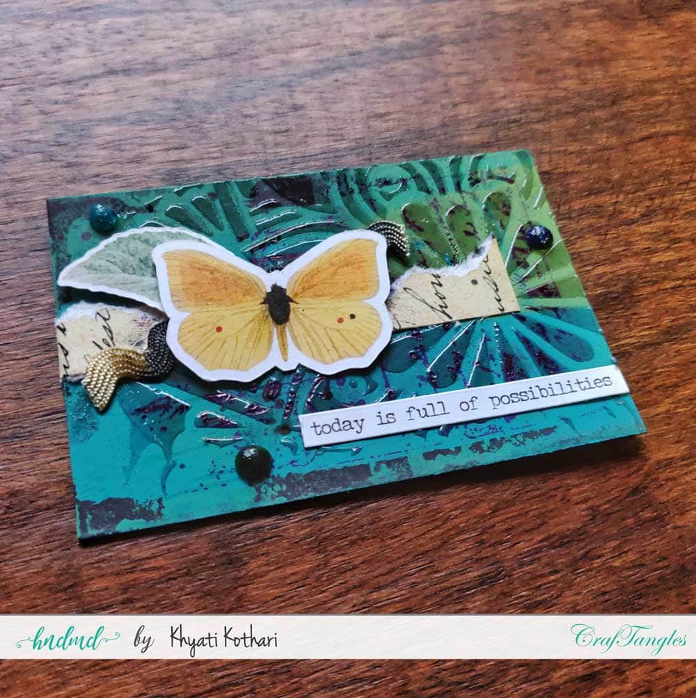 Some mixed media mini ATCs using CrafTangles products 8