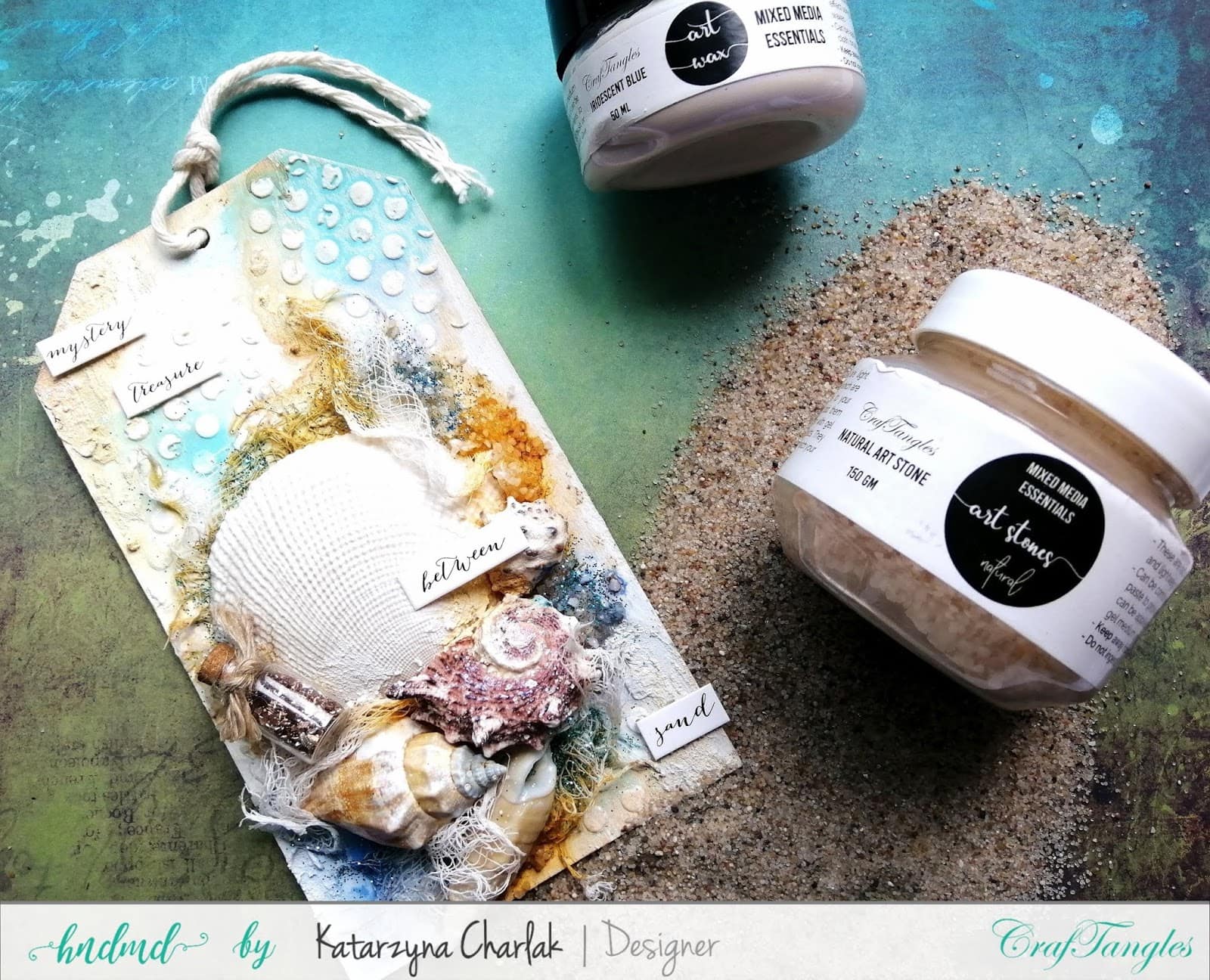 "Sea Treasures" Mix Media Tag by Katarzyna Charlak (Kasyopea Art) 4