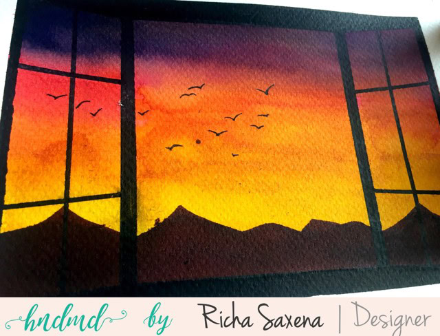 Sunset through my window - Watercolor piece by Richa using CrafTangles watercolor products 2