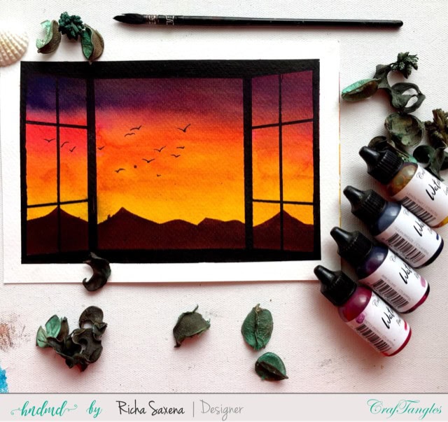 Sunset through my window - Watercolor piece by Richa using CrafTangles watercolor products 1
