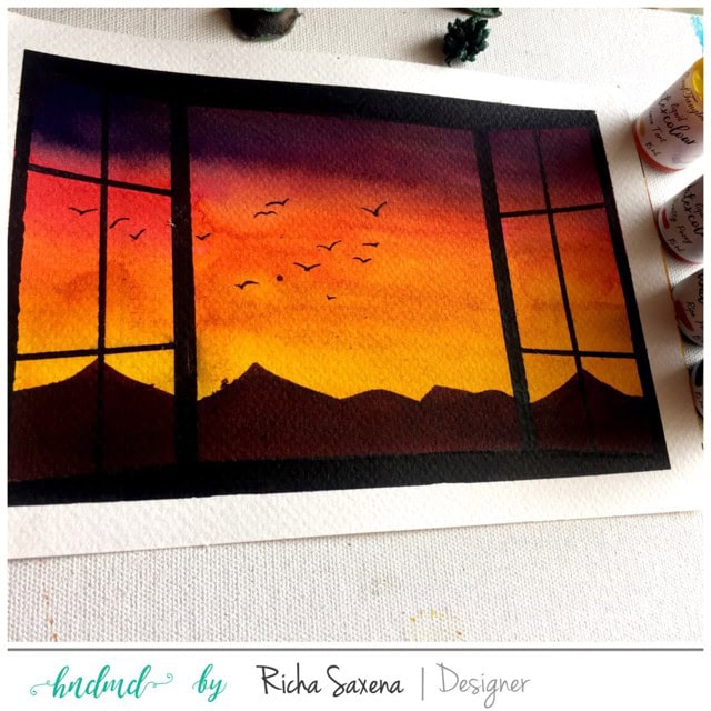 Sunset through my window - Watercolor piece by Richa using CrafTangles watercolor products 4