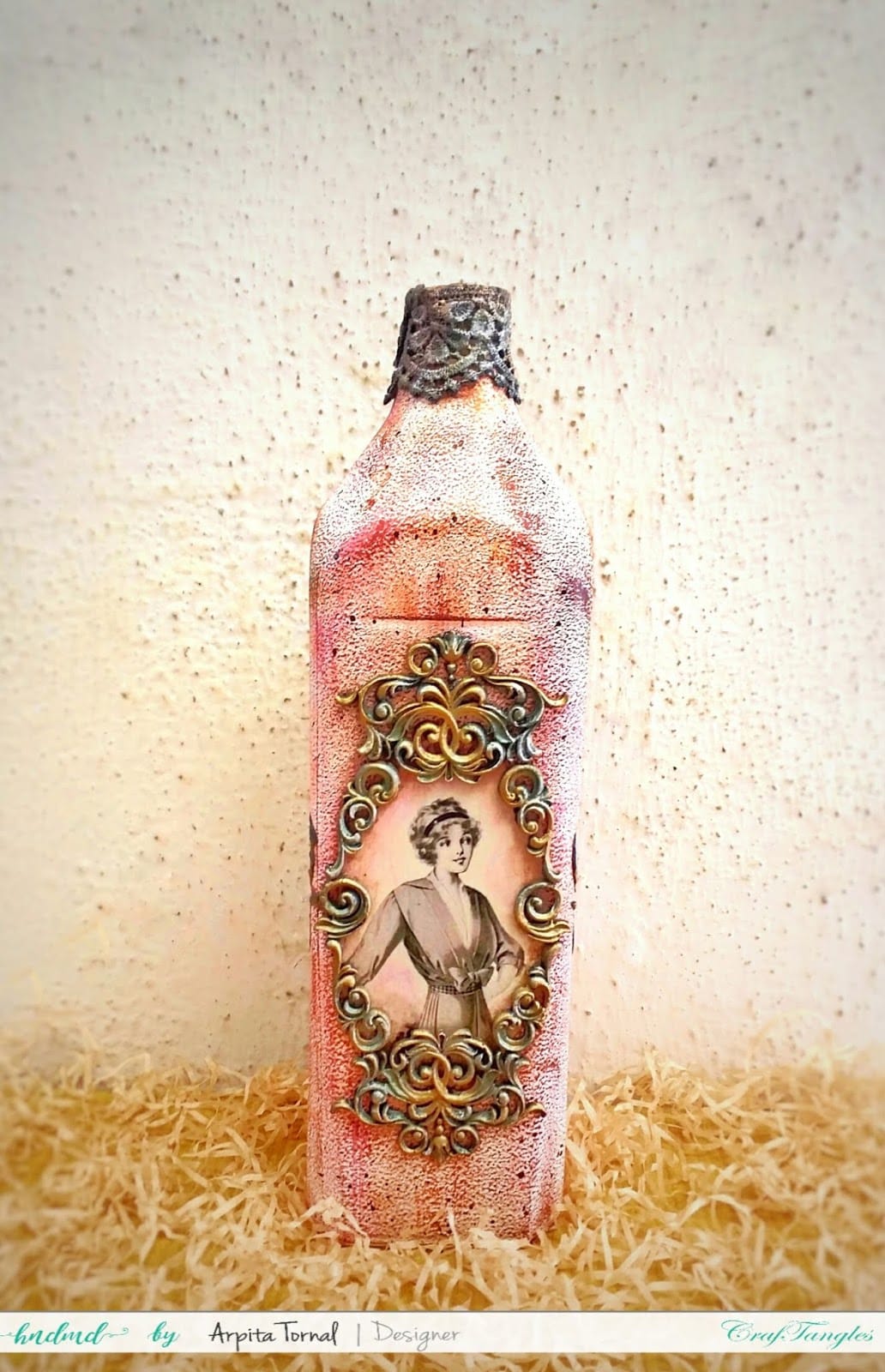 How to Decoupage On Bottle with picture tutorial by Arpita 10