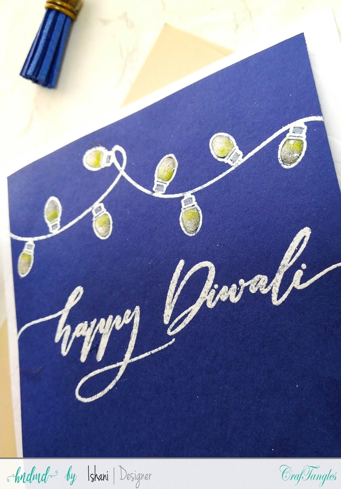 Craftangles Festive lights, Craftangles Diwali sentiments, Diwali cards, easy diwali cards, quick diwali cards, diwali lights card, handmade diwali cards