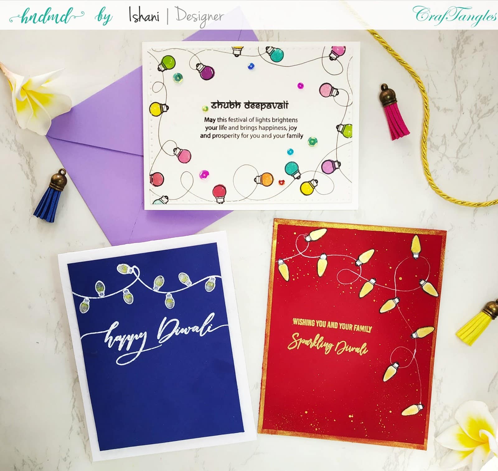 Craftangles Festive lights, Craftangles Diwali sentiments, Diwali cards, easy diwali cards, quick diwali cards, diwali lights card, handmade diwali cards