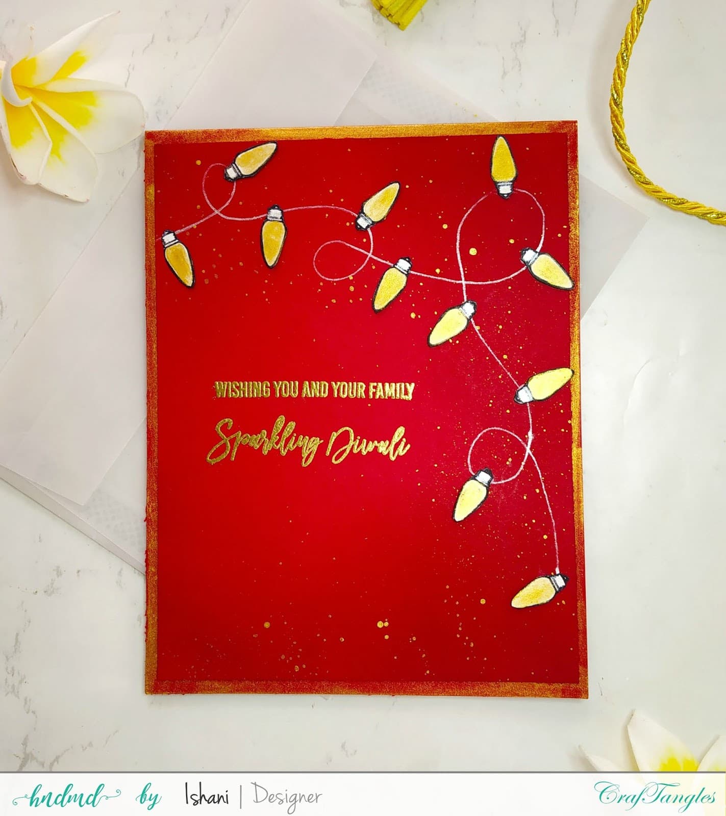 Craftangles Festive lights, Craftangles Diwali sentiments, Diwali cards, easy diwali cards, quick diwali cards, diwali lights card, handmade diwali cards