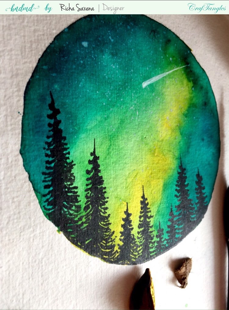 Aurora lights with liquid watercolour ink - DIY watercolouring Tutorial 4