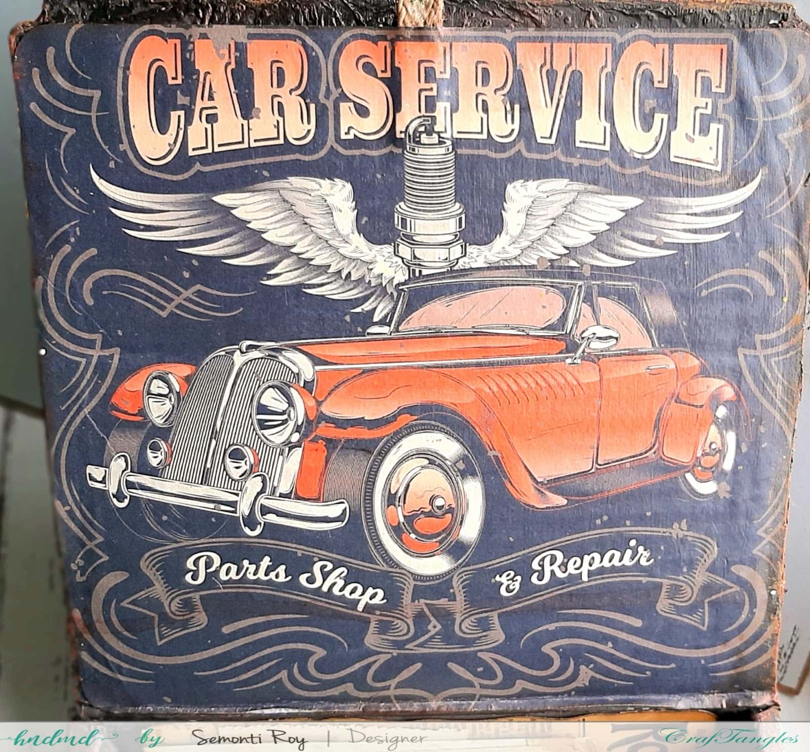 Time Machine Altered Box With Rust Effect Paste 11
