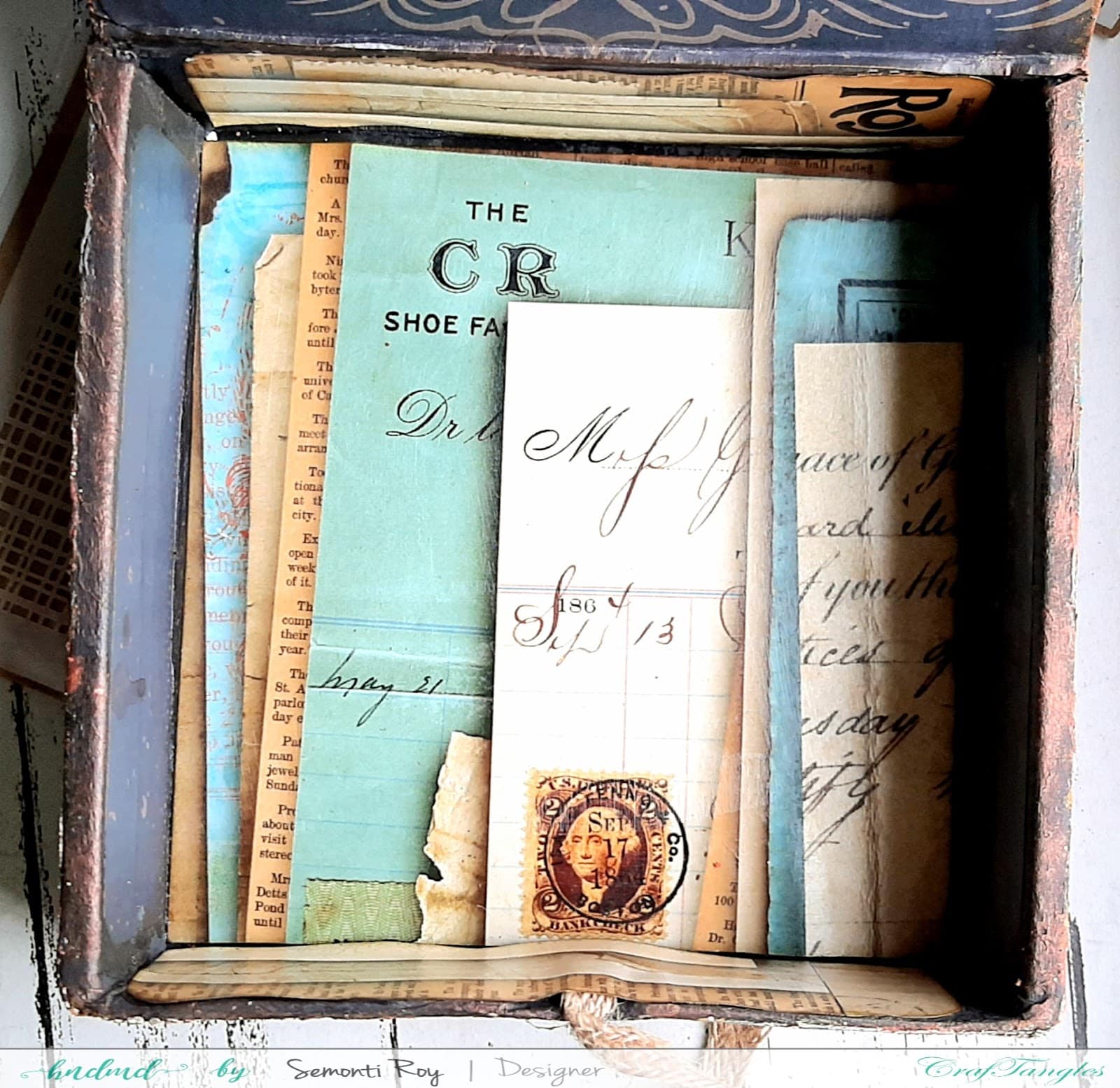 Time Machine Altered Box With Rust Effect Paste 12