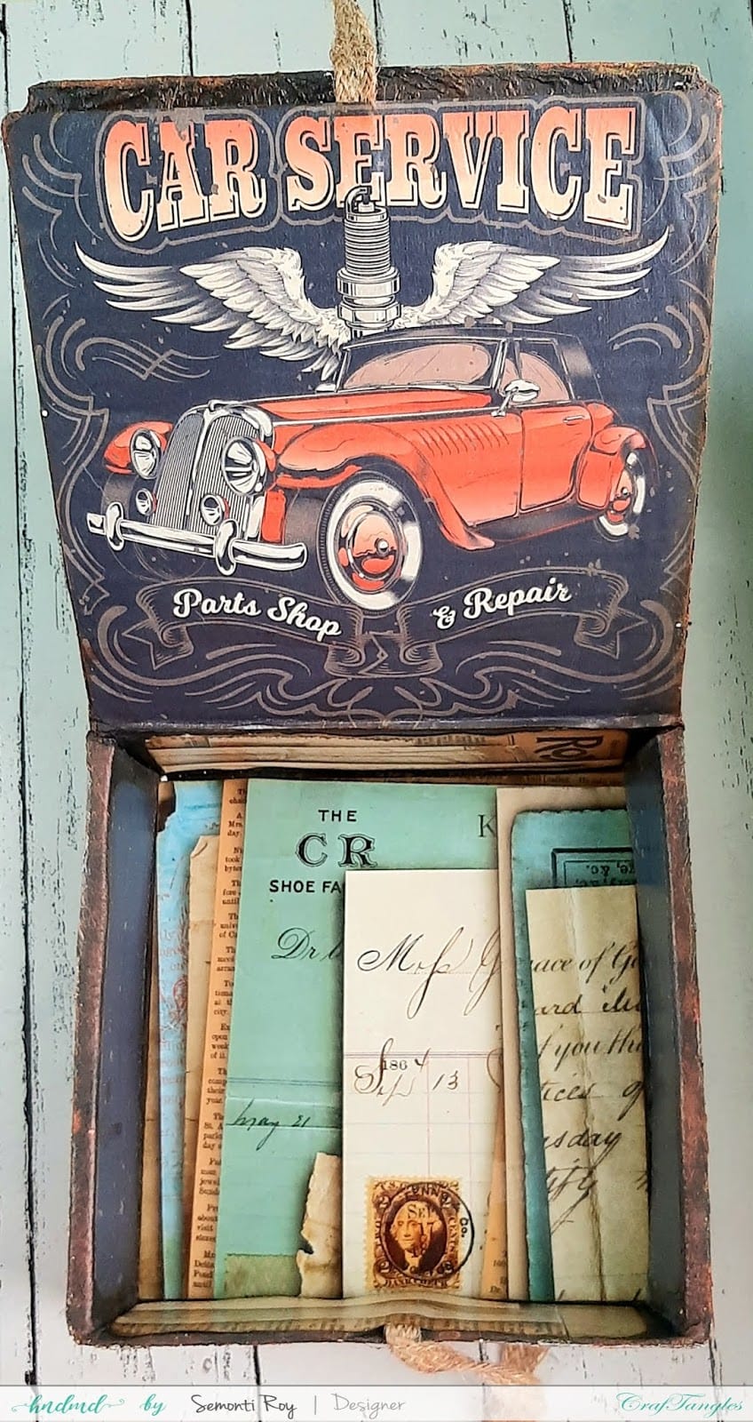 Time Machine Altered Box With Rust Effect Paste 13