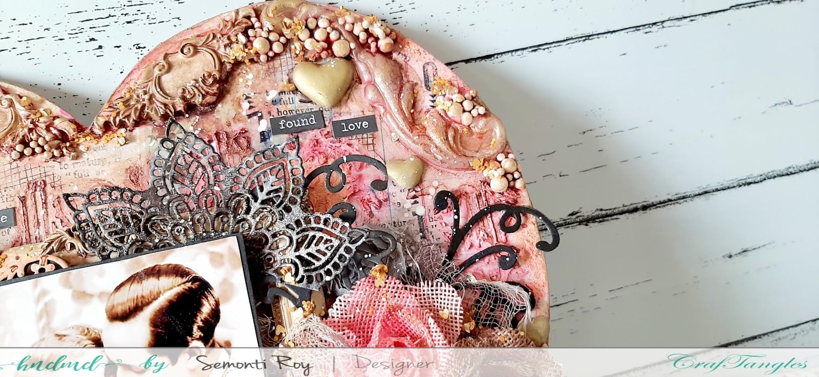 Vintage Love - A Heart Shape mixed media Layout 8