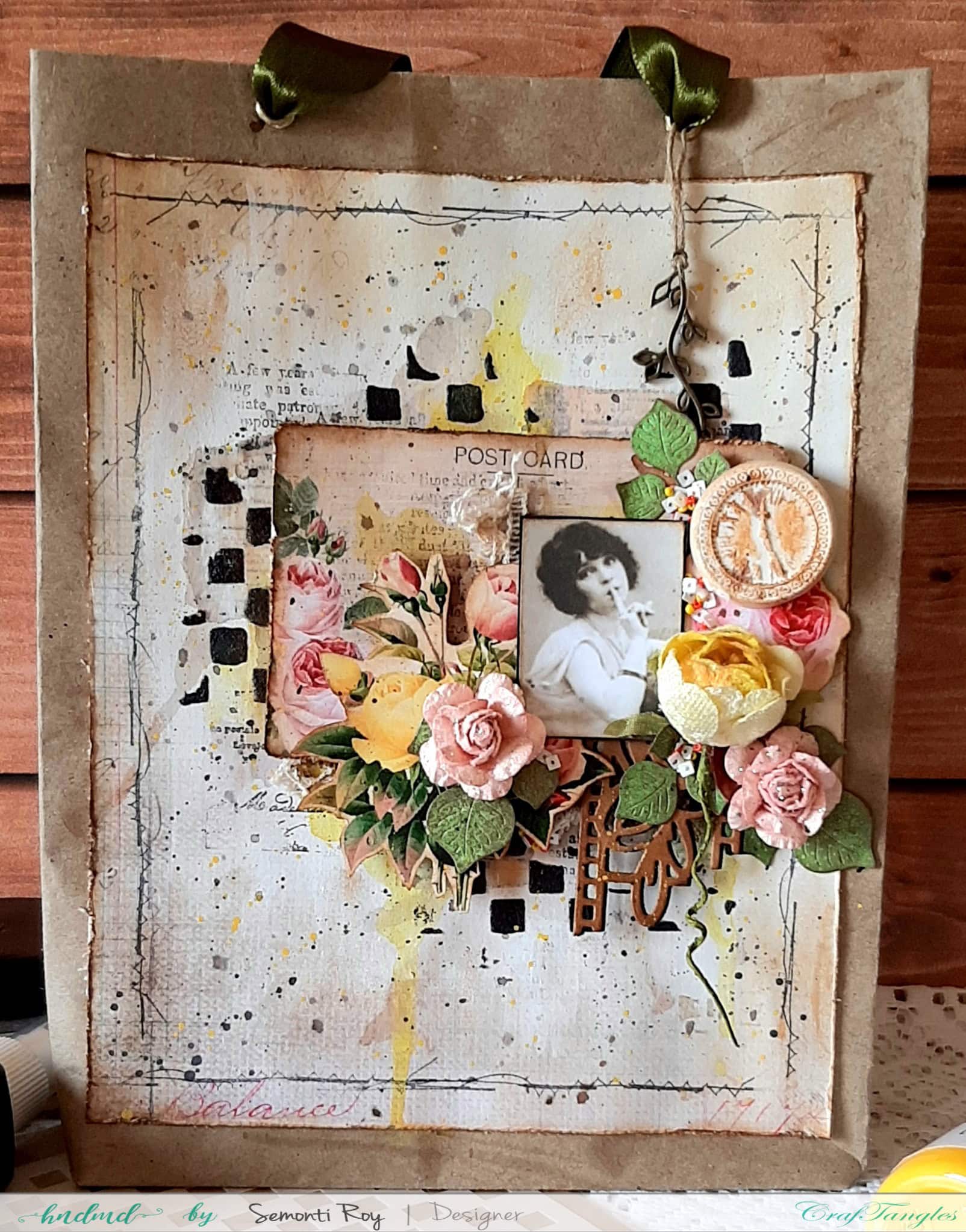 Designer Paper Gift Bag With Mixed Media Technique 12