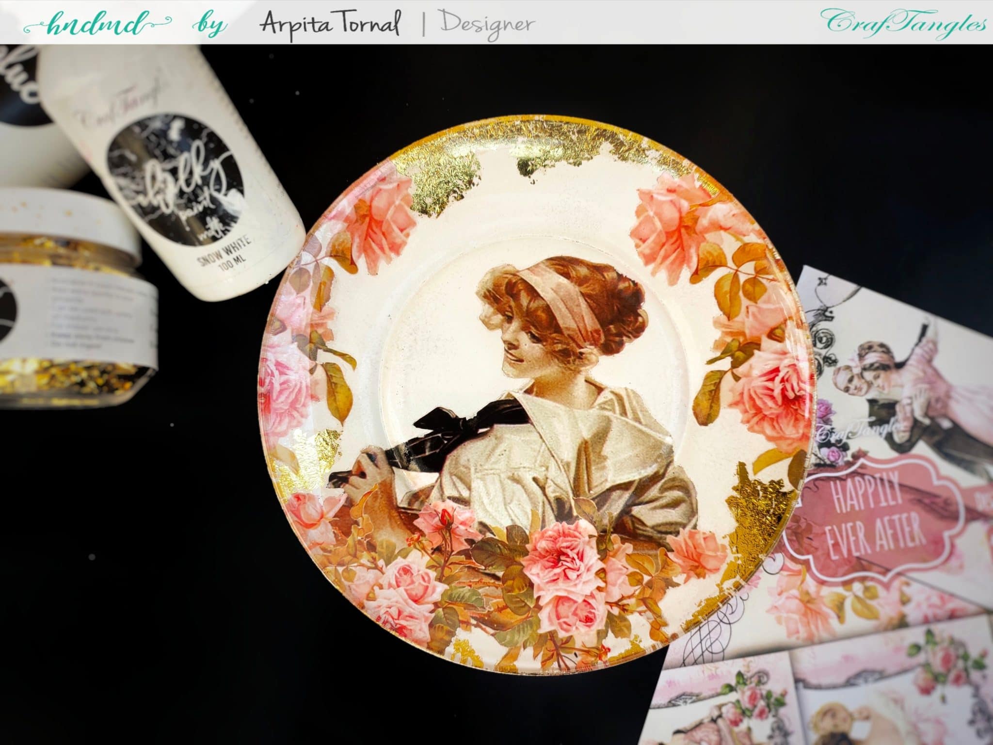Reverse Decoupage on a Glass Plate 1 Reverse Decoupage on glass plate