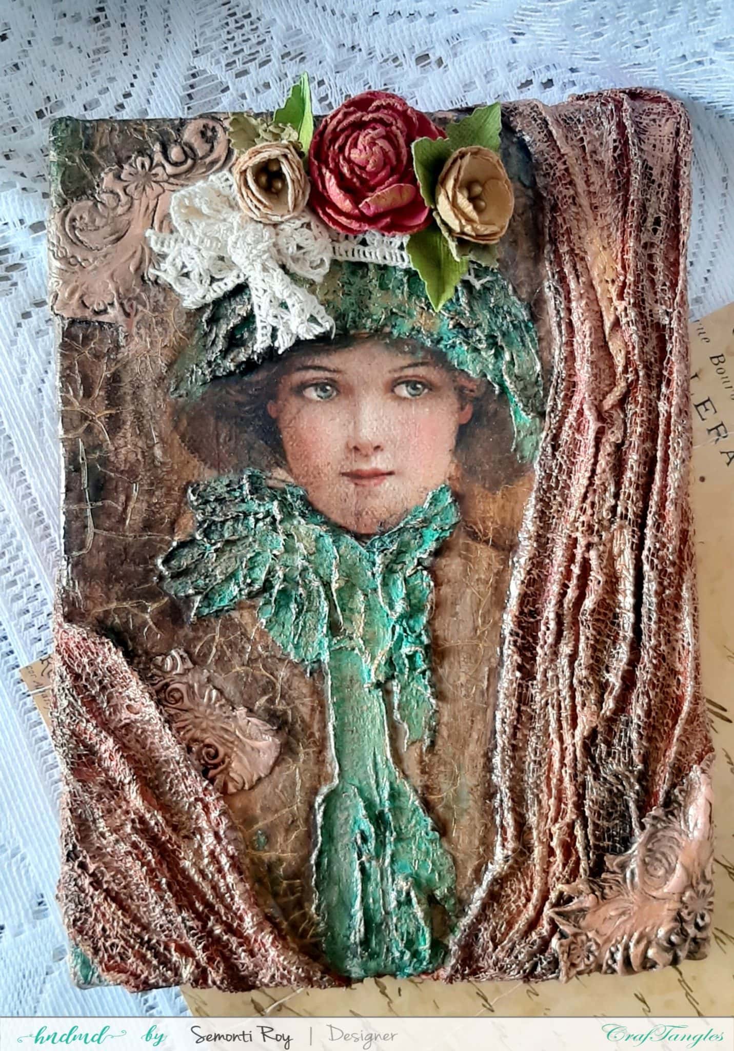 How to use paper on mixed media canvas 1