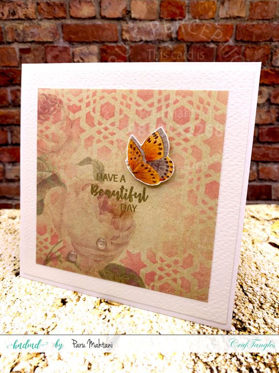 3 quick and elegant cards with Stencilling on Patterned papers. 2