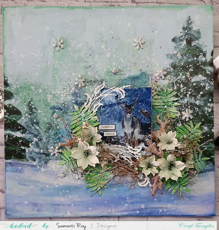 Mixed media layout on decoupage paper 2 Mixed media layout on decoupage paper 1