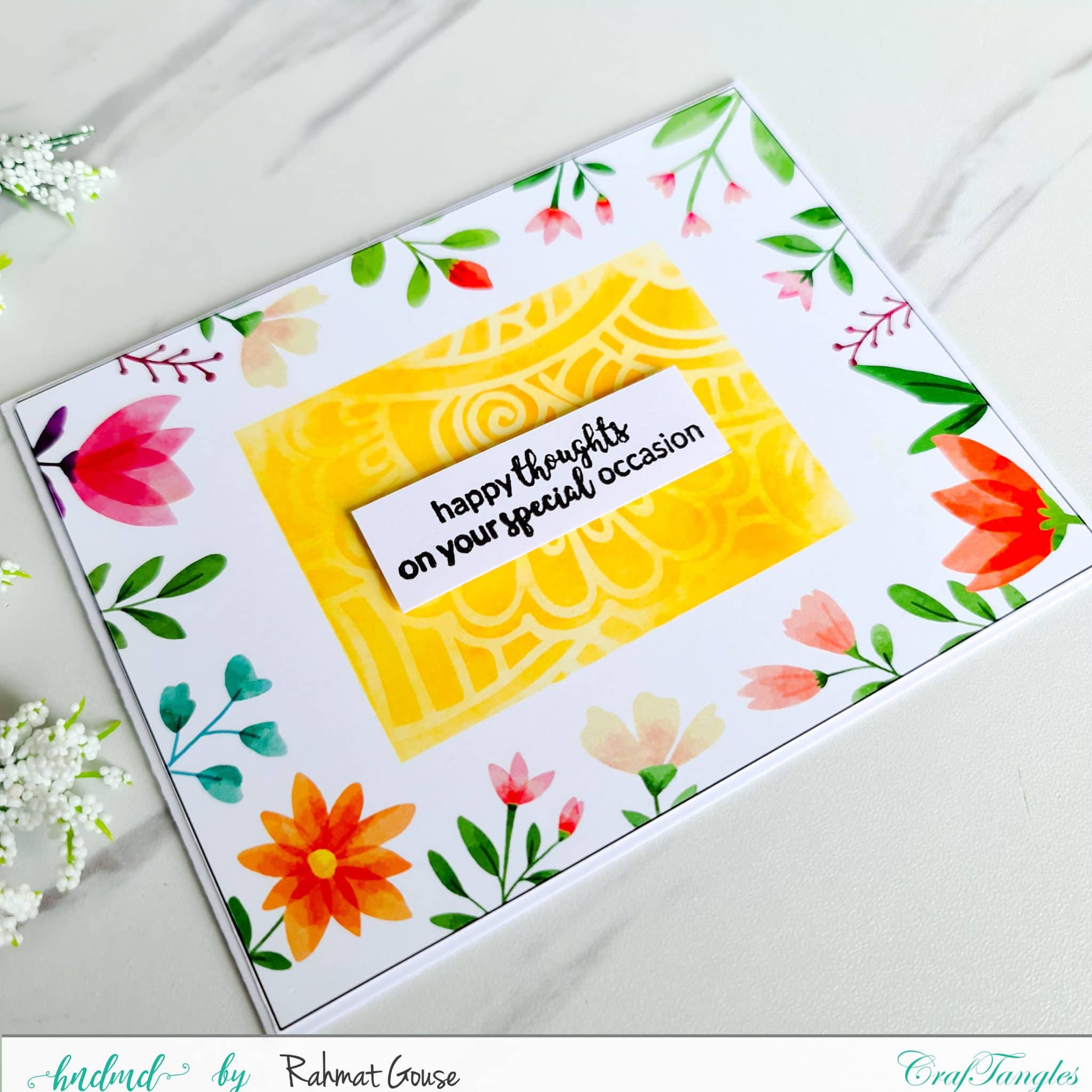 Quick floral cards using CrafTangles element packs 6