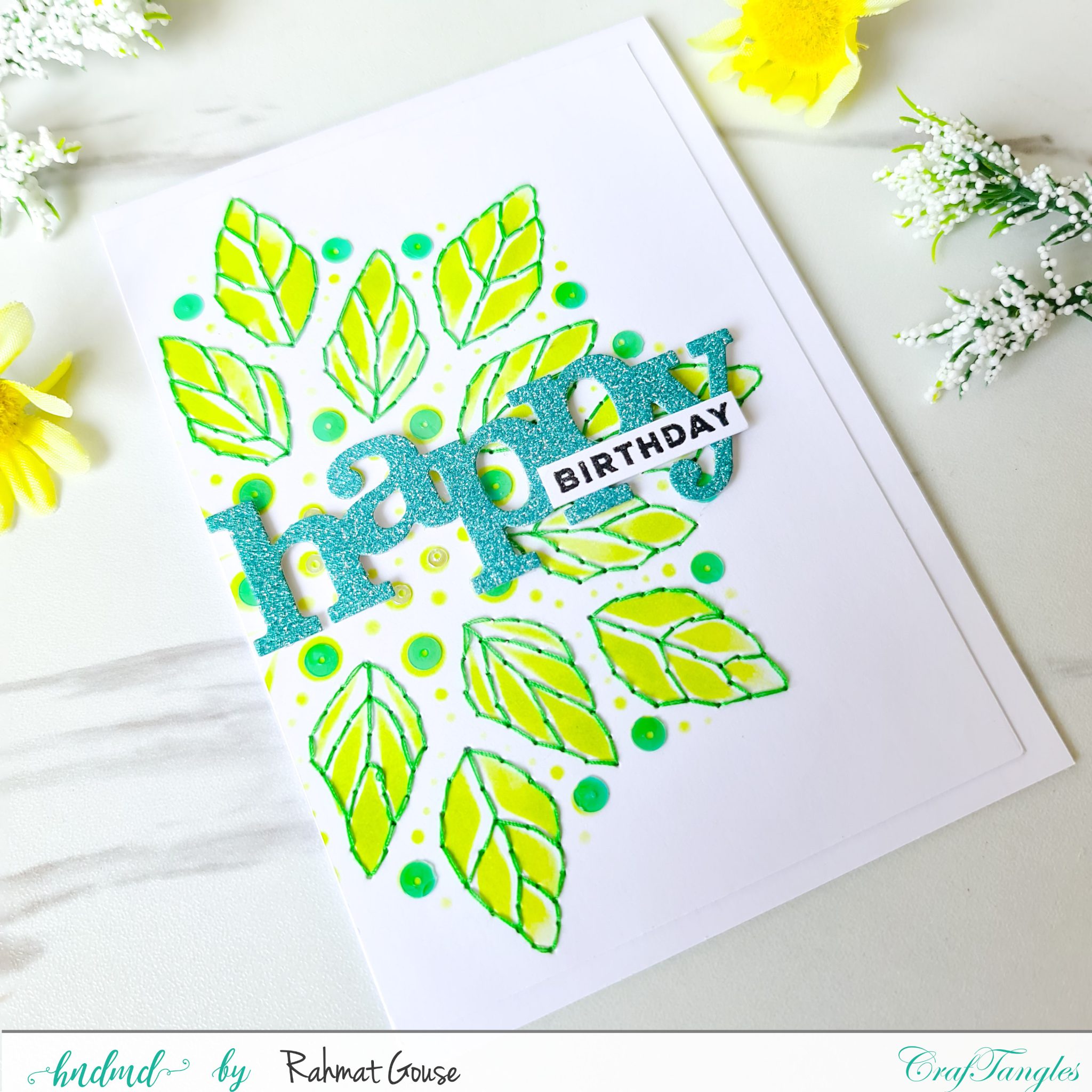 Sewing and stencil - 3 creative cards 3 first card