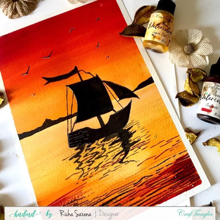 Watercolour sea sunset 2 sea sunset