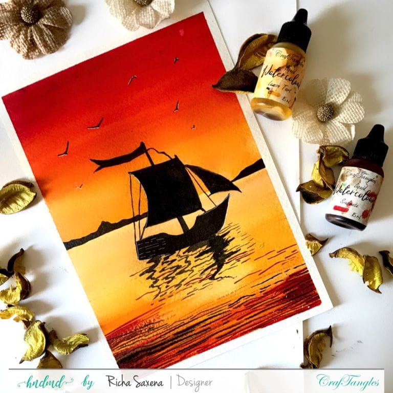 Watercolour sea sunset 3 Watercolour sea sunset 2