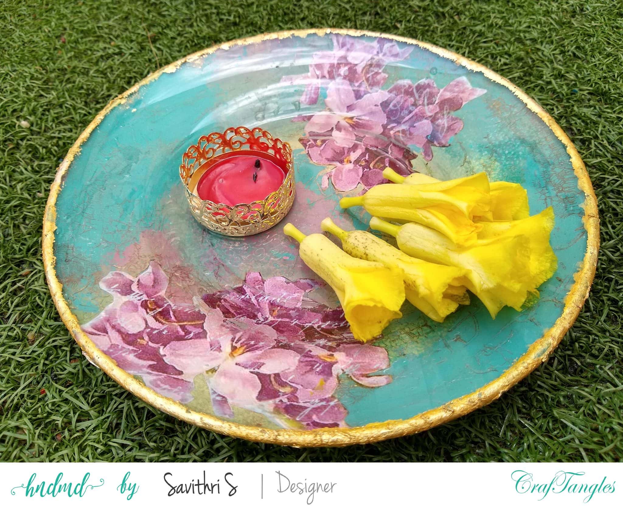Exclusive Designer Ware Decoupage Glass Platter 2 Decoupage
