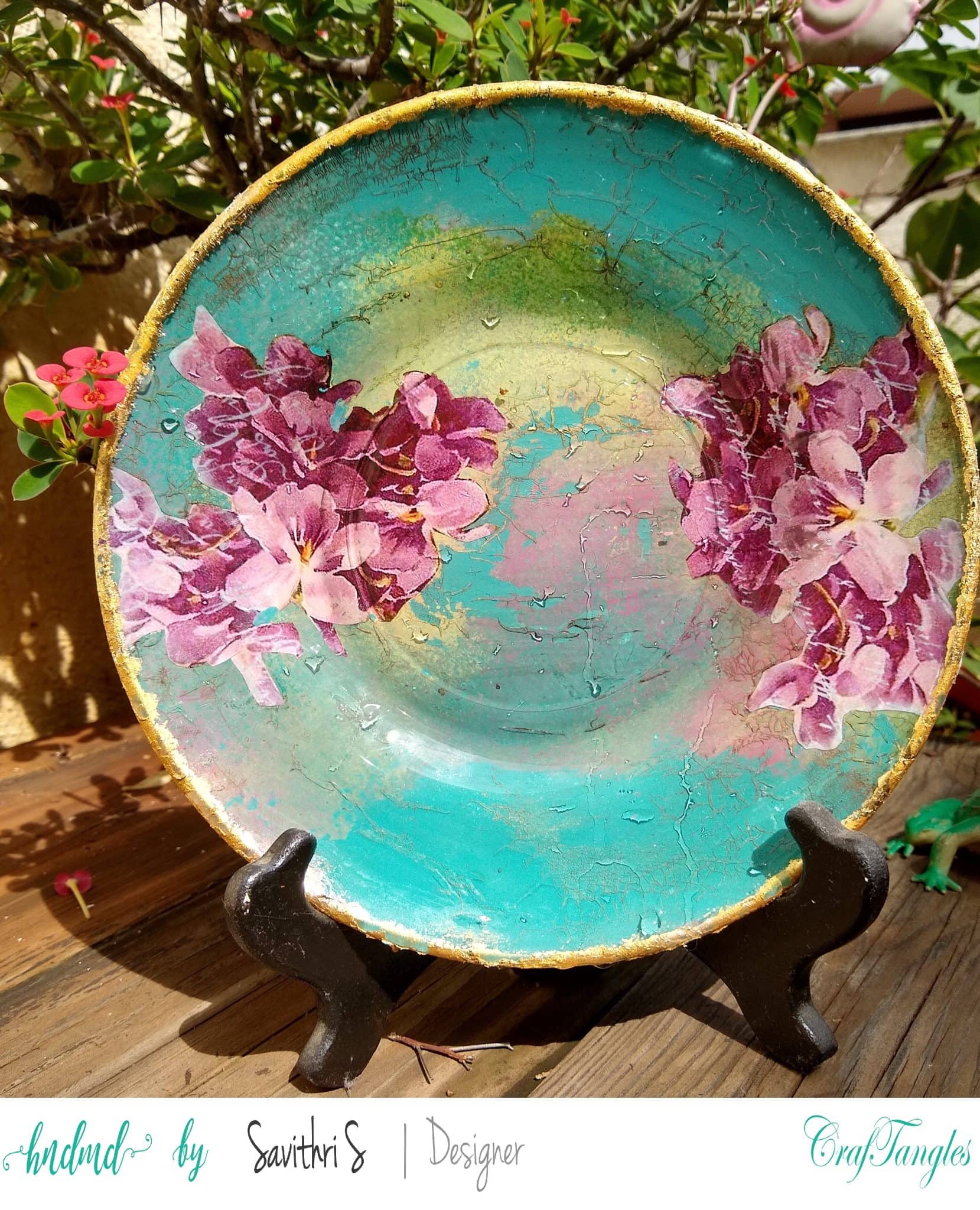 Exclusive Designer Ware Decoupage Glass Platter 3 decoupage