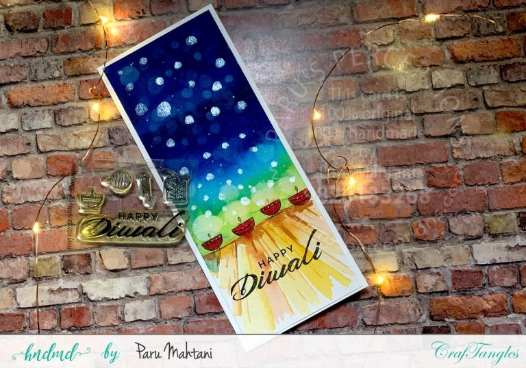 3 Festive slimline watercolour Diwali cards 4 3 Festive slimline watercolour Diwali cards 3