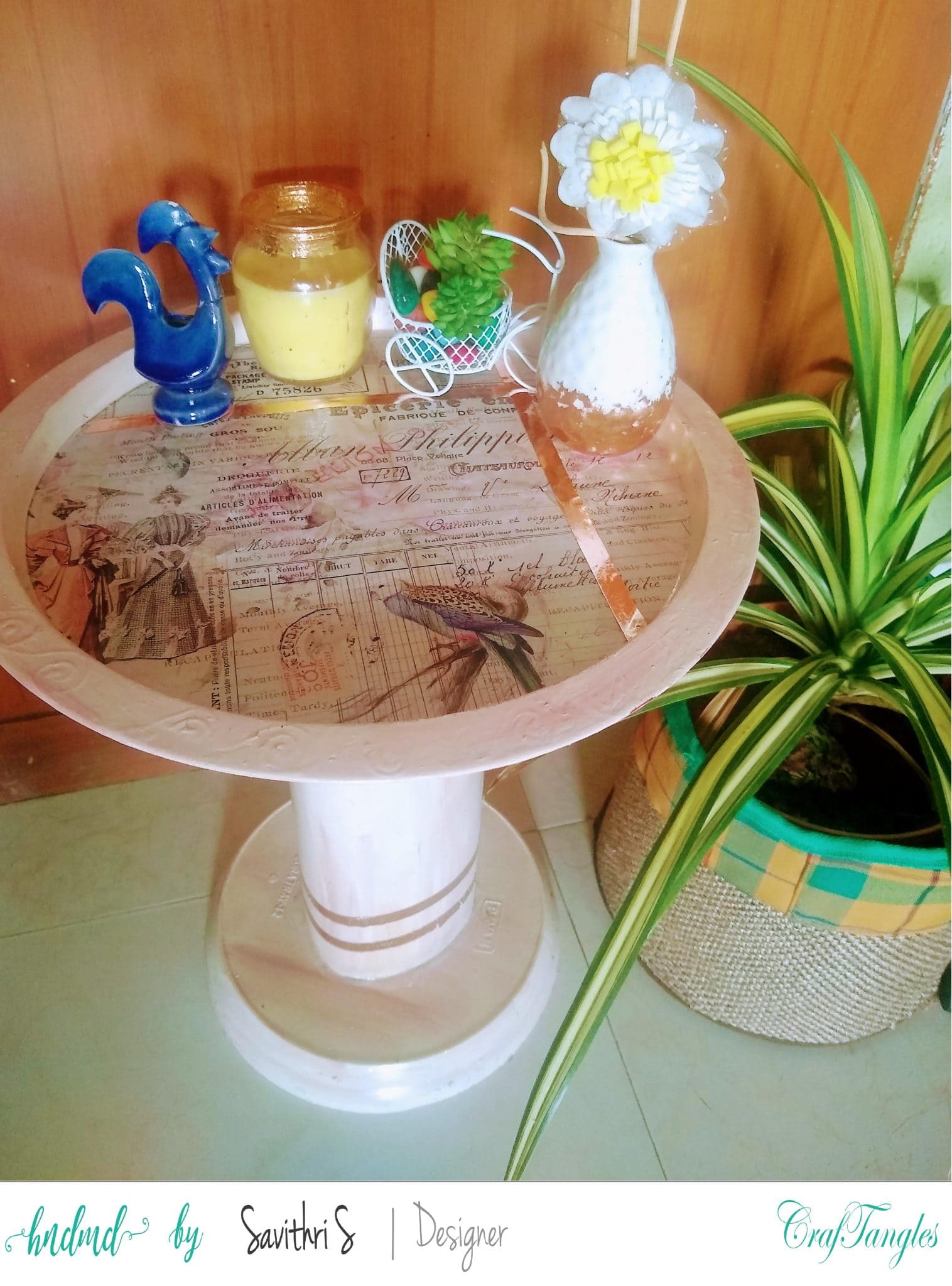 Shabby Chic Treasure - Decoupage Tole Tray Table 2 Decoupage