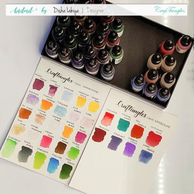 Craftangles Liquid Watercolours Swatch 3 watercolours