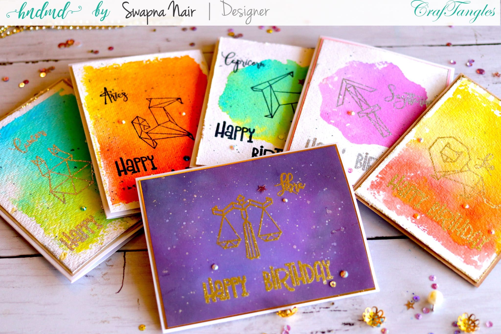 Simple Birthday Cards using Watercolor Paper 8 birthday cards