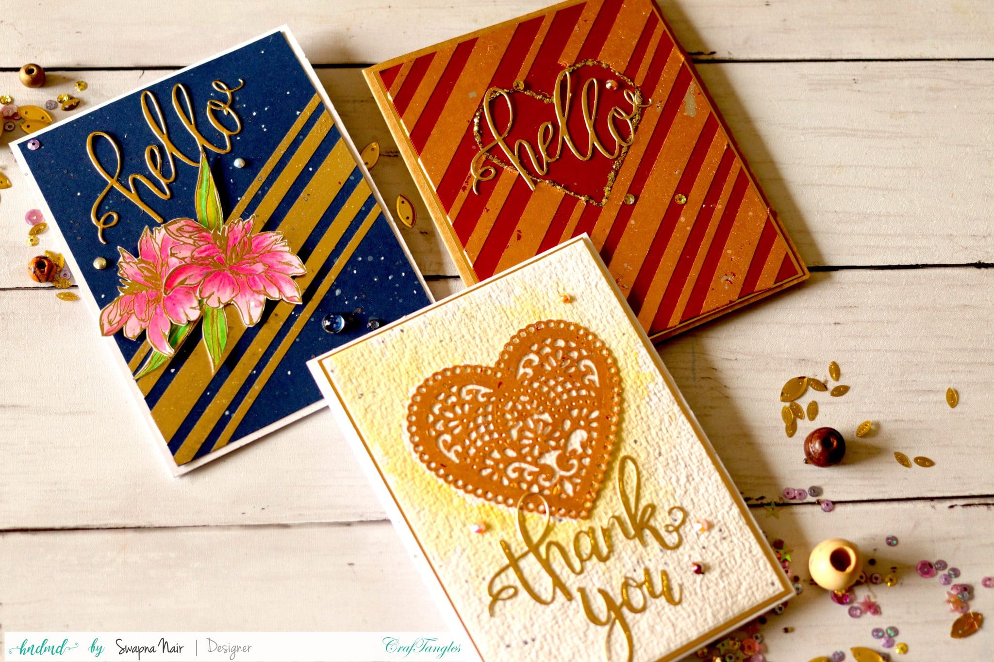 Simple Cards with Foils and Gilding Flakes 5 cards