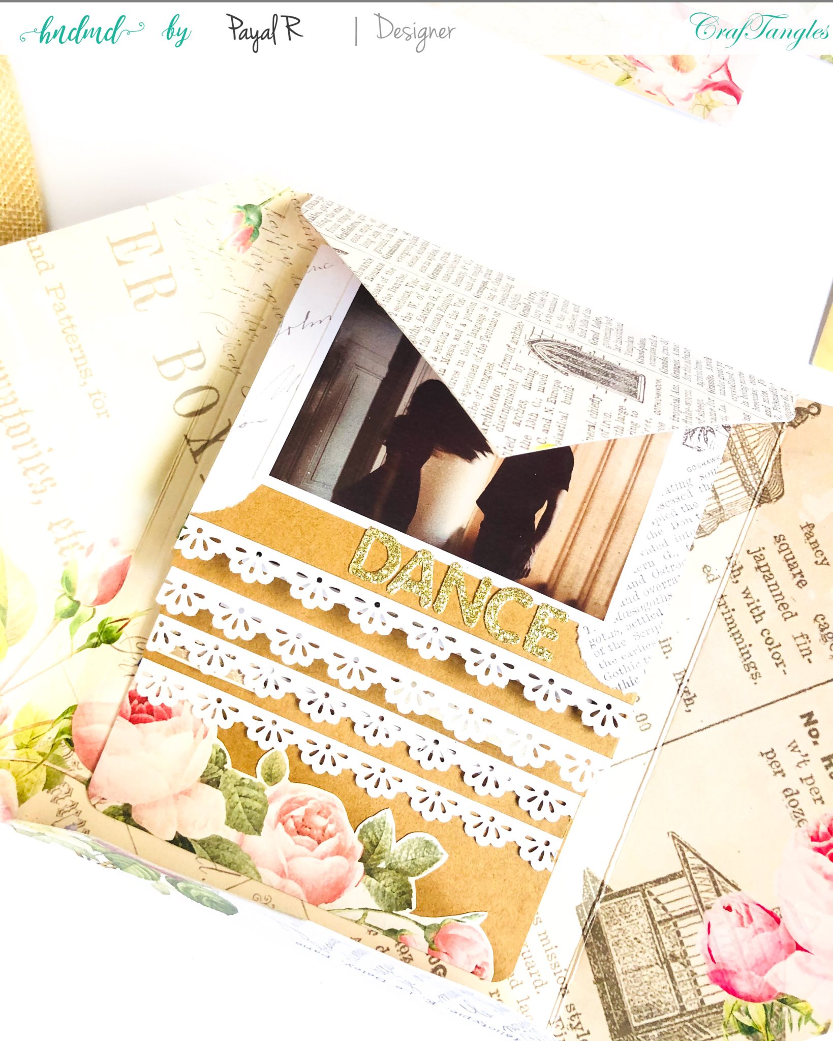 Vintage Waterfall Card with Envelope using Rosette Collection 3 Vintage Waterfall Card with Envelope using Rosette Collection 1