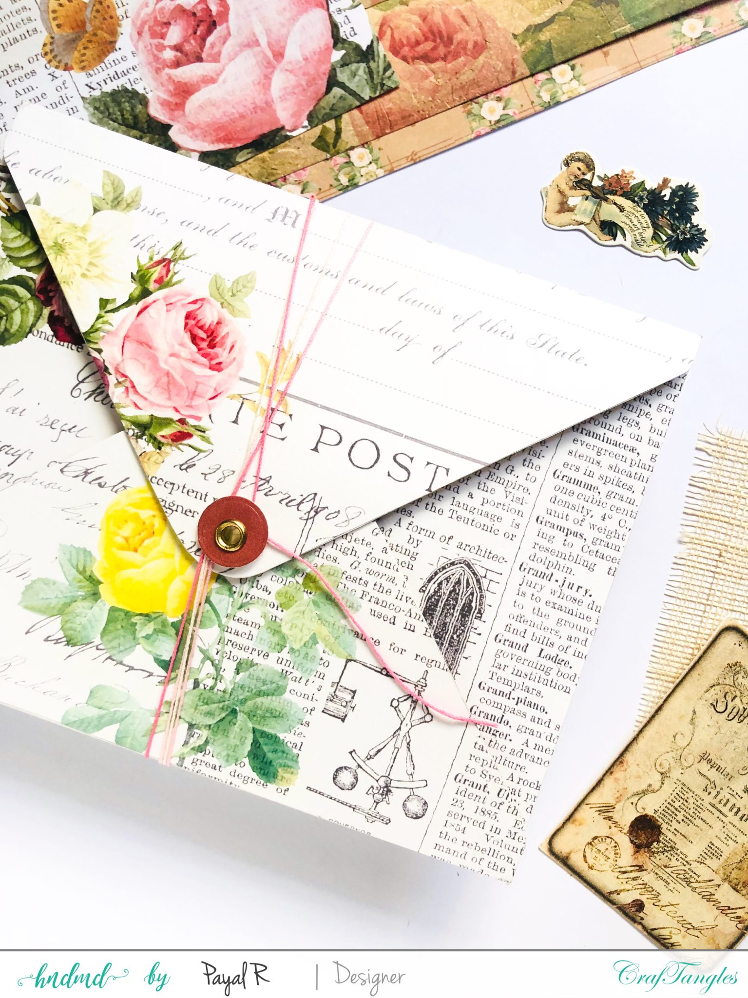Vintage Waterfall Card with Envelope using Rosette Collection 2 waterfall card