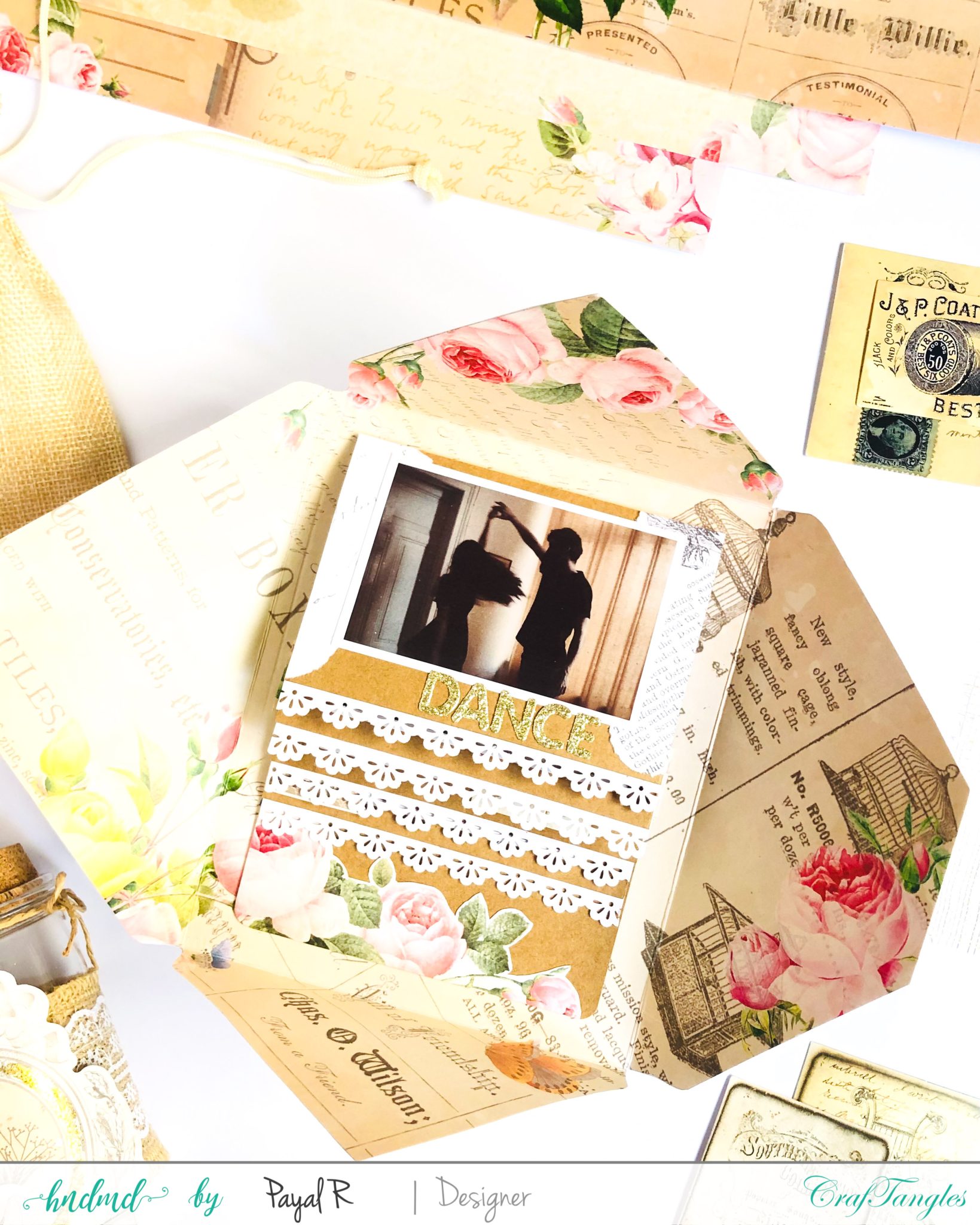 Vintage Waterfall Card with Envelope using Rosette Collection 7 Vintage Waterfall Card with Envelope using Rosette Collection 5