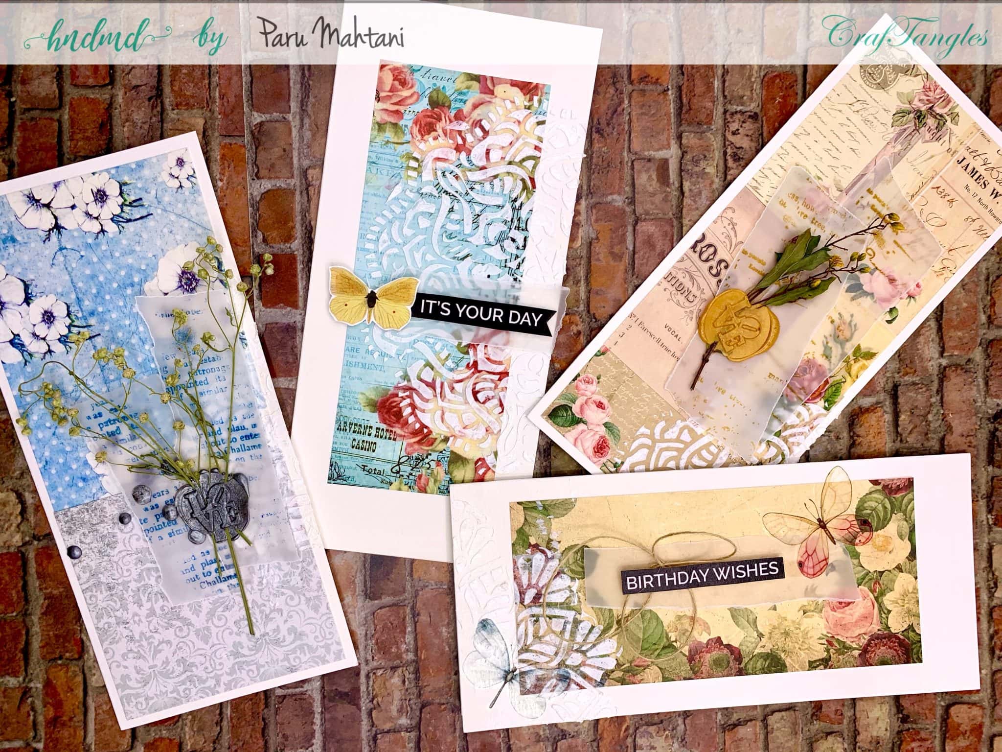 4 Elegant Shabby chic cards 1 shabby chic