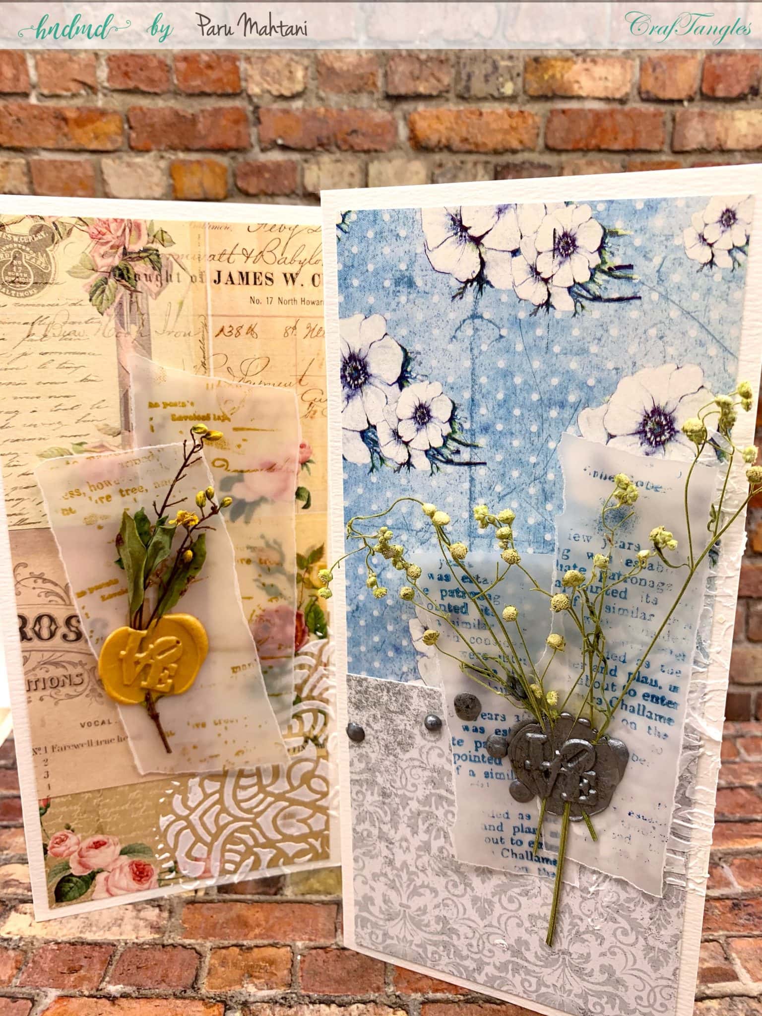 4 Elegant Shabby chic cards 3 cards
