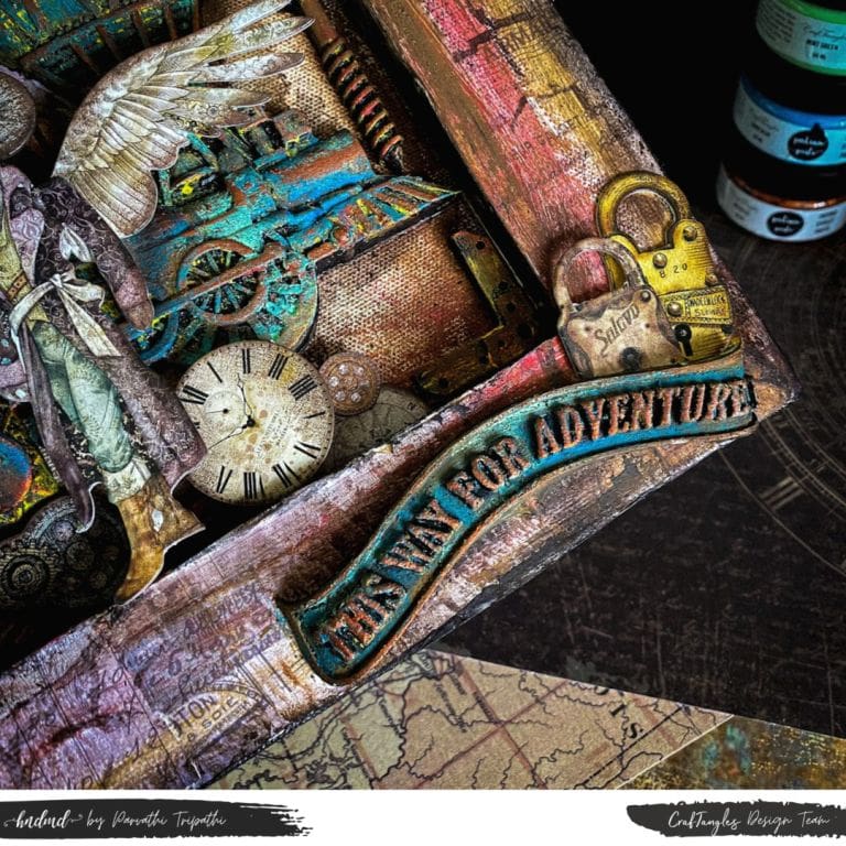 This way for Adventure - Rust and Patina effect Mixed Media Project 4 This way for Adventure - Rust and Patina effect Mixed Media Project 2