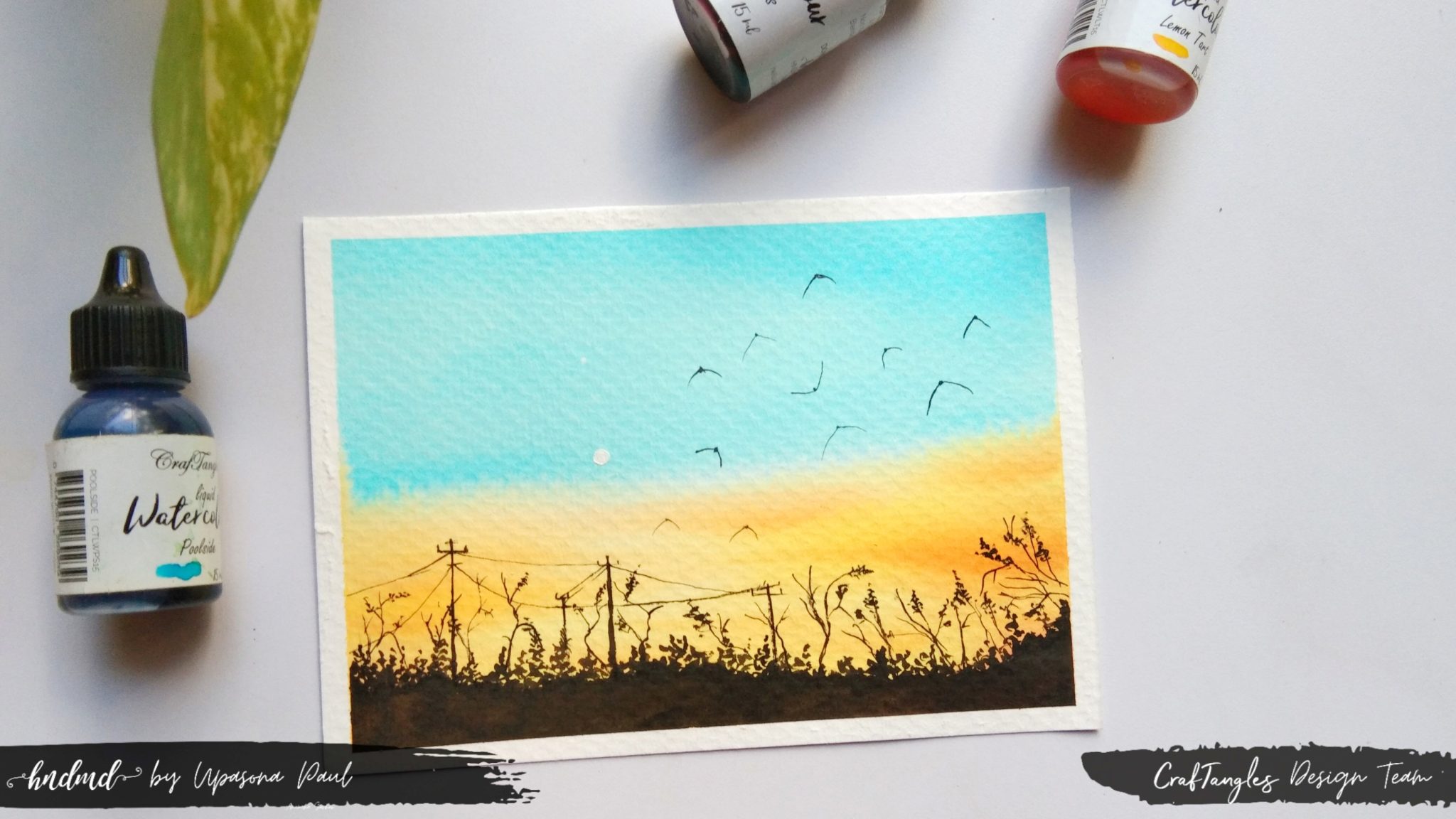 Beautiful Landscape Silhouette Watercolour Painting 2 landscape
