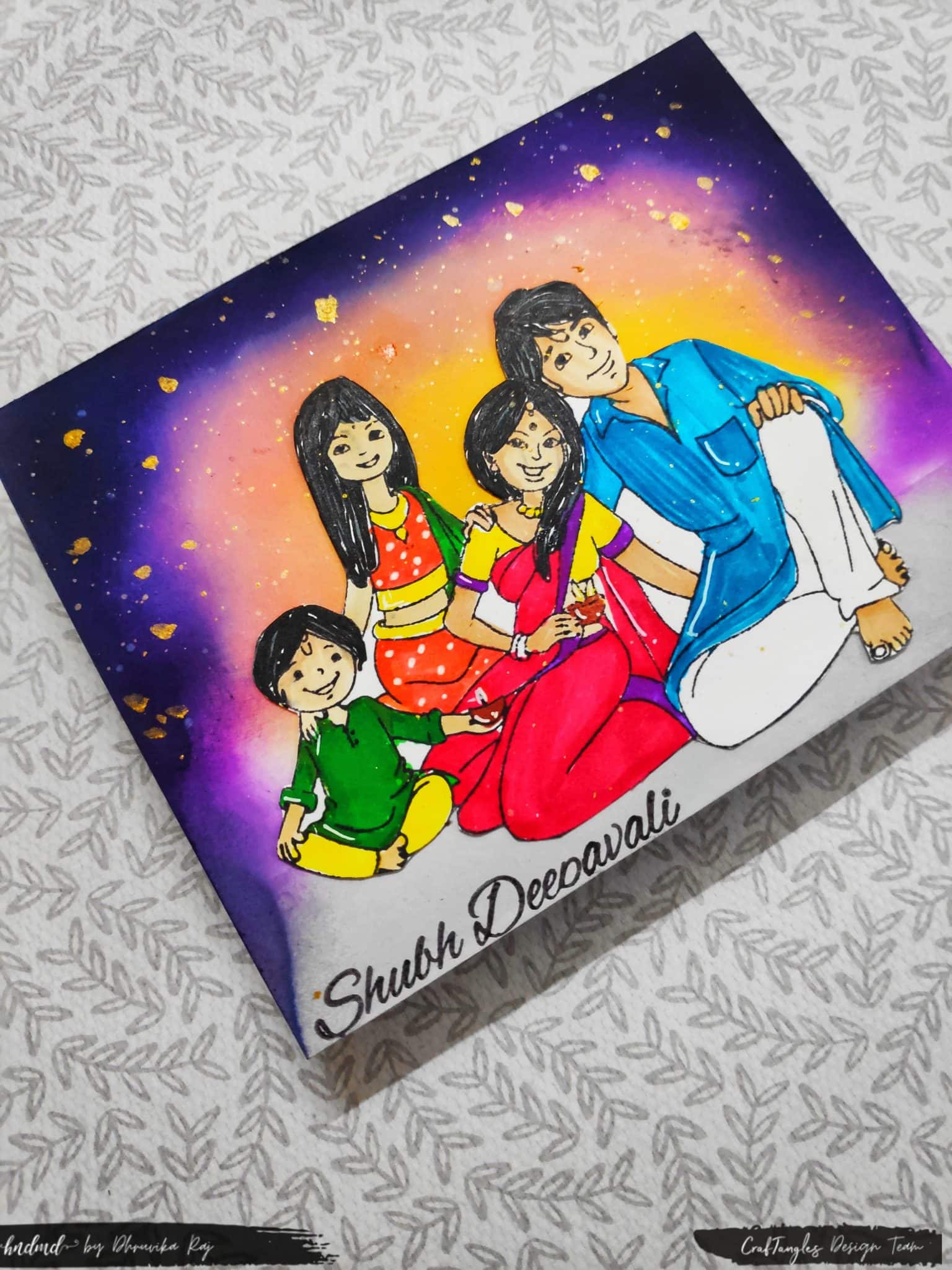 2 Beautiful Diwali Scene Cards 3